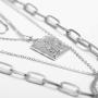 Ingemark Retro Face Coin Pendant Layered Chain Necklace for Women Girls 18K Plated Tag Coin Virgin Medallion Pendant Punk Link Chain Necklace (Style 2 Silver)