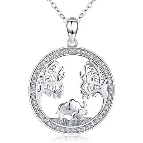 Elephant Gifts for Women Elephant Necklace 925 Sterling Silver Mother Daughter Necklace Elephant Jewelry for Mom Women