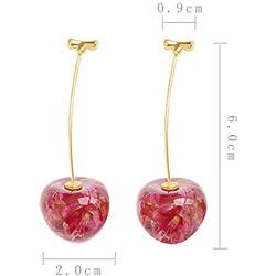 3D Cherry Earrings Cute Fruit Dangle Drop Earrings Simplicity resin Earrings for Women Girls Charm Sweet Jewelry Gift