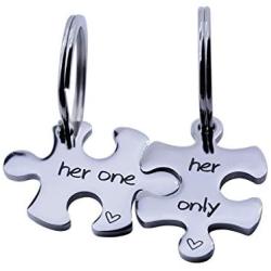 omodofo Jigsaw Puzzle Piece Keychains Set of 2 Gay Boyfriend Couples Jewelry LGBT Lesbian Girlfriend Anniversary Valentines Day Wedding Gifts