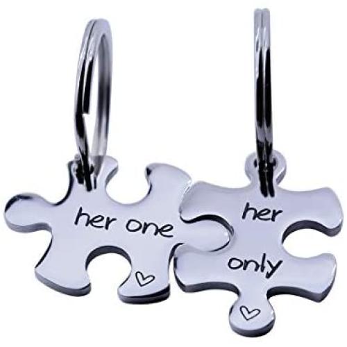 omodofo Jigsaw Puzzle Piece Keychains Set of 2 Gay Boyfriend Couples Jewelry LGBT Lesbian Girlfriend Anniversary Valentines Day Wedding Gifts