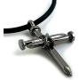 FORGIVEN JEWELRY Antique Nail Cross Necklace Gunmetal Color Finish Made in The USA