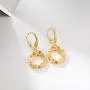 E 18K Gold Plated Leverback Drop Earrings for Women, Round Dangle Earring with Rainbow Cubic Zirconia, 925 Sterling Silver Secure Lever-back E 18K Gold Plated Leverback Drop Earrings for Women, Round Dangle Earring with Rainbow Cubic Zirconia, 925 Sterling Silver Secure Lever-back