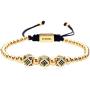 GVUSMIL Luxury CZ Imperial Crown Braided Copper Bracelets with 8mm Micro Pave Cubic Zirconia Beads Pulseira Bangle Charm Jewelry for Men Boys