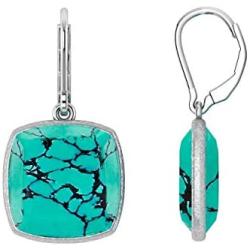 UTOPIA JAIPUR 925 Silver with White Rhodium Plating Turquoise Dangle Earrings for Girls and Women