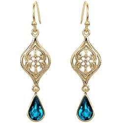 Disney Aladdin Princess Jasmine Yellow Gold Plated Crystal Dangle Earrings