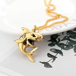 Eiffy Punk Shark Metal Pendant Necklace for Women Men Nautical Fish Necklace with Twisted Chain Personalized Male Jewelry