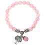 Top Plaza Stretch Rose Quartz Tree of Life Lucky Stone Bracelet Reiki Healing Crystal Gemstone Dangle Charms Pendant Birthstone Bracelet(6.2'')