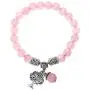 Top Plaza Stretch Rose Quartz Tree of Life Lucky Stone Bracelet Reiki Healing Crystal Gemstone Dangle Charms Pendant Birthstone Bracelet(6.2'')