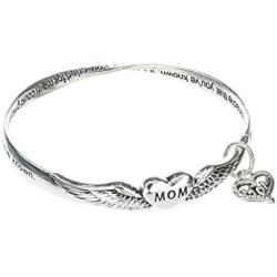 Jewelry Nexus Prayer for Mom Heart & Angel Wings Charm Bangle Bracelet