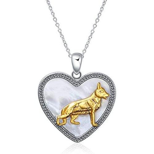 ONEFINITY Sterling Silver Puppy Dog Necklace German Shepherd Pendant Necklace for Dog and Pet Lover Gifts