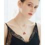 Eterstarly Wish Stone Pendant Necklace with Red Birthstone Heart Crystal, 18K Rose Gold Plated, 16.4'' + 2''