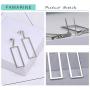FAMARINE Gold Geometric Drop Earrings, Rectangle Dangle Earrings for Women Girls Costume Jewelry