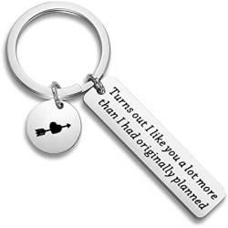 WUSUANED Couple Gift for Boyfriend Girlfriend Turns Out I Like You A Lot More Than I Had Originally Planned Anniversary Keychain New Relationship Gift