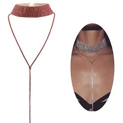 Injoy Jewelry Gothic Rhinestones Choker Necklace Double Layer Full Rhinestones Crystal Wide Collar Necklace