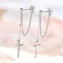 Cross Dangle Drop Earrings 925 Sterling Silver Chain Dropping for Women Men Punk Ball Studs Hypoallergenic Jewelry