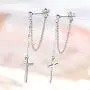 Cross Dangle Drop Earrings 925 Sterling Silver Chain Dropping for Women Men Punk Ball Studs Hypoallergenic Jewelry