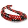Masha Sterling Silver Necklace Bamboo Coral Black Onyx, Made in USA - Exclusive Southwestern Handmade Jewelry, 3 Strand 19'' in Length