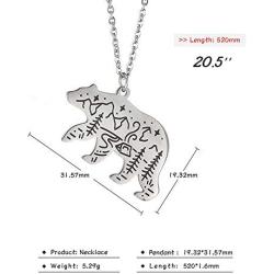 VASSAGO Stainless Steel Cute Polar Bear Pendant Necklace Engraved Mountain Forest Star Cabin Nature Animal Elements Charm Silver Chain Gifts for Boys Girls Men and Women
