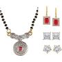Efulgenz Fashion Jewelry Set of Indian CZ Mangalsutra Pendant Necklace Stud & Hoop Earrings