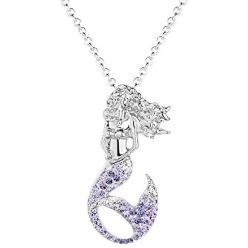 Women Mermaid Pendant Necklaces Jewelry Gift White Gold Plated Austrian Crystal Birthstone for Girls Women Mermaid Pendant Necklaces Jewelry Gift White Gold Plated Austrian Crystal Birthstone for Girls