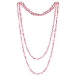 6mm Pink Crystal Beads Long Necklace Rose Quartz Stone Strand Handmade Necklaces 47