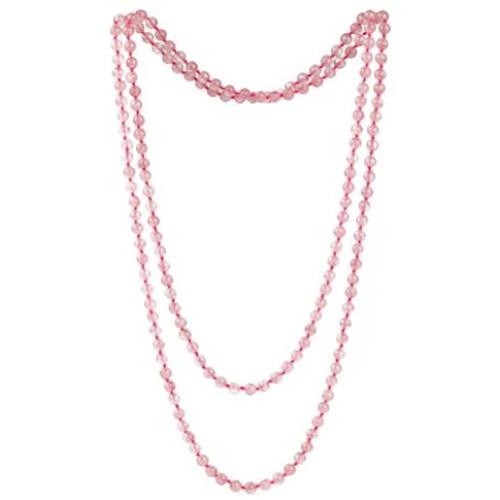 6mm Pink Crystal Beads Long Necklace Rose Quartz Stone Strand Handmade Necklaces 47