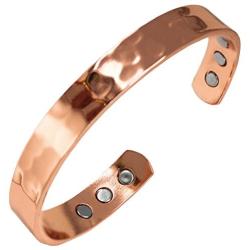 Pure Copper Hammered Magnetic Healing Bracelet for Arthritis, Migraine, and Joint Pain Relief – Adustable Sizing - Earth Therapy