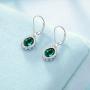 AOBOCO Halo Earrings Sterling Silver Leverback Earrings Embellished with Crystal from Austria, Hypoallergenic Dangle Drop Earrings, Fine Jewelry Gifts for Women