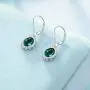 AOBOCO Halo Earrings Sterling Silver Leverback Earrings Embellished with Crystal from Austria, Hypoallergenic Dangle Drop Earrings, Fine Jewelry Gifts for Women