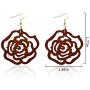 4 Pairs Engraving Geometry Drop Earrings Lightweight Ethnic Wood Earrings for Women Fashion Jewelry