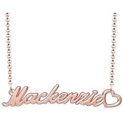 Moonlight Collections Rose Gold Plated Heart Pendant Custom Name Necklace