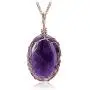 Jovivi Healing Crystal Necklace Natural Amethyst Rose Quartz Black Obsidian Stone Pendant Handmade Wire Wrapped Oval Gemstone Necklace Quartz Jewelry for Women Men