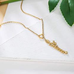 SENFAI Heart Shaped Arrow Y Necklace with Name 18 + 2 in Made of PVD Gold Plated Stainless Steel