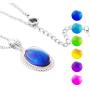 MOJO JEWELRY Handmade Made Mood Stone Mood Pendant Sterling Silver Plated Mood Necklace with Stainless Steel Chain 16''+2'', MJ20NK-05