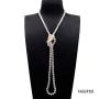 JYX Pearl Long Sweater Necklace Gorgeous Genuine 7.5mm Natural Near Round White Freshwater Pearl Necklace for Women 50''