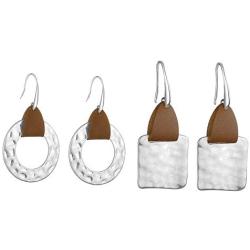 Women Pu Leather Geometric Irregular Round Earring for Girls Square Dangle Drop Boho Ear Jewelry