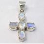 SilverStarJewel 925 Solid Silver Rainbow Moonstone Pendant 1.2'' Wholesale Jewelry
