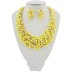 Bocar Fashion Crystal Chunky Collar Statement Necklace Earring Set for Women Gift (NK-10260)