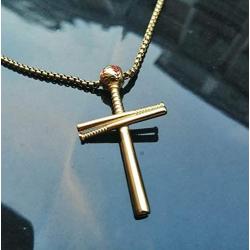 JIAHATE Baseball Necklace for Men,Boys Sports Stainless Steel Cross Pendant Necklace and Baseball Cross Necklaces Jewelry Gift