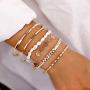 19pcs Multiple Layered Stackable Open Cuff Wrap Bangle Rose gold Gold Bracelets for Women Jewelry Adjustable Bangles for Girls Set Gifts