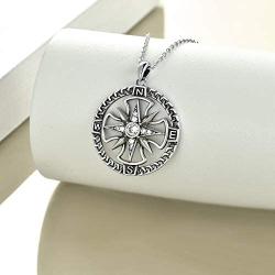 ONEFINITY Compass Necklace Sterling Silver Compass Pendant Necklace Graduation Friendship Travel Necklace Inspirational Jewelry Gifts for Women Men