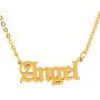 HUTINICE Custom Name Necklace Personalized Jewelry, 18 inch Gold Plated Chain Gothic Old English Nameplate Necklaces for Women and Girls Birthday Gift