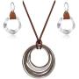 2 Pcs Woman Vintage Jewelry Set Statement Necklaces Pendants Vintage Long Necklace & Hoop Dangle Drop Packs Boho Earring Women