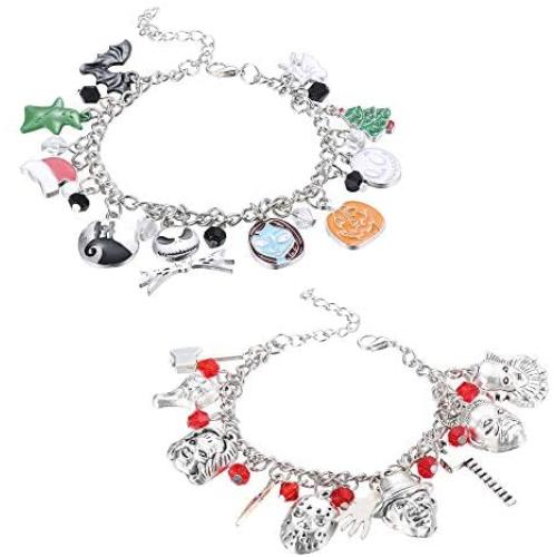 JOERICA 2 Pcs Charm bracelet for Women Horror bracelet Classic Scary Movie Jewelry Christmas Bracelet