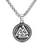GuoShuang Nordic Viking Valknut Amulet Stainless steel Pendant Necklace for man and women -With Valknut Rune Gift Bag