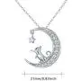 TRISHULA Moon Necklace with Opal Star Light,Infinite Love Y-Necklace,Moon Cat Necklace 925 Sterling Silver Forever Love Sparkling Crescent Jewelry Gift for Women Girls,Teen