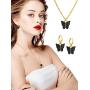 6 Sets Butterfly Jewelry Sets Include Acrylic Butterfly Pendant Necklace and Huggie Hoop Drop Earrings for Women Girls