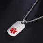 MZZJ Custom Allergy Medical Alert ID Jewelry Military Army Style Quality Stainless Steel Dog Tag Pendant Necklace for Men Women,Free Chain 24''-26''-28''-30''