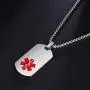 MZZJ Custom Allergy Medical Alert ID Jewelry Military Army Style Quality Stainless Steel Dog Tag Pendant Necklace for Men Women,Free Chain 24''-26''-28''-30''